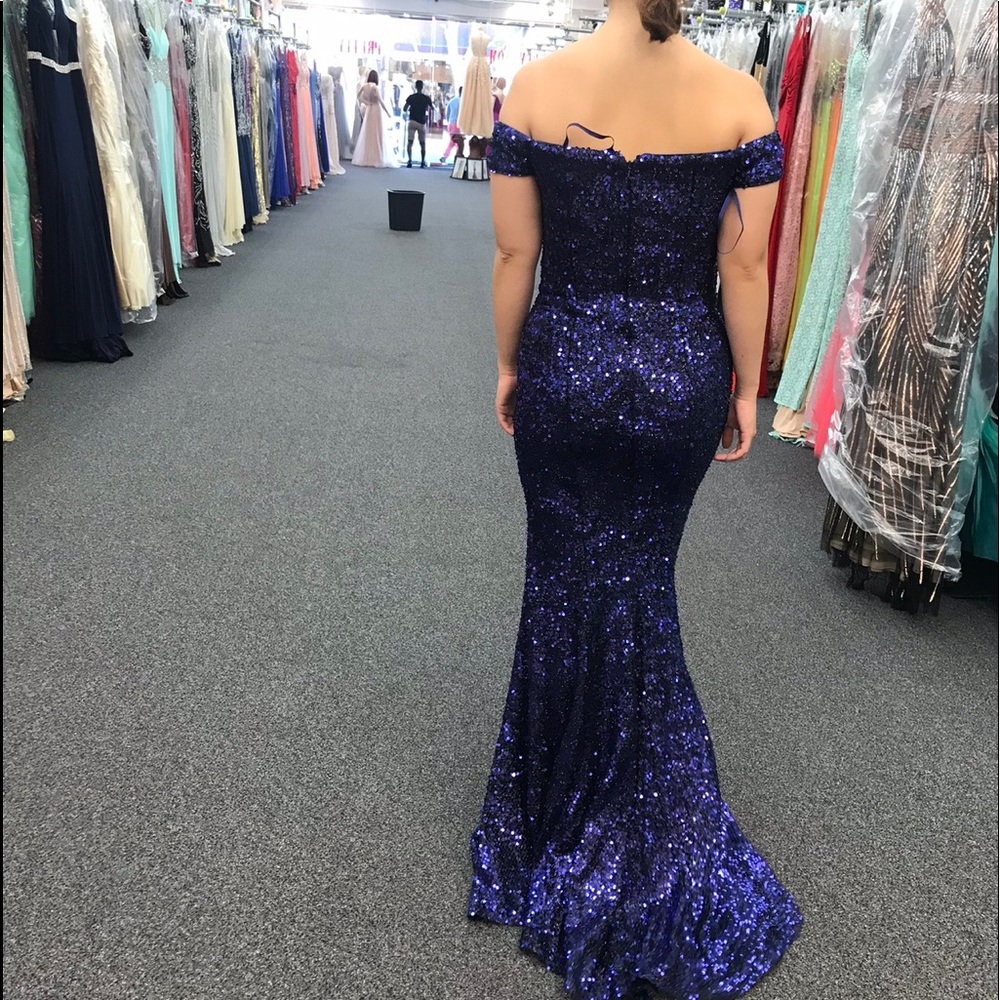 NWOT Royal blue off the shoulder sequin gown (perfect for prom)